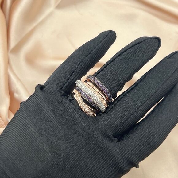 Luxurious Multi-Band Pave Ring in Multicolor Sparkle - Picture 7 of 8